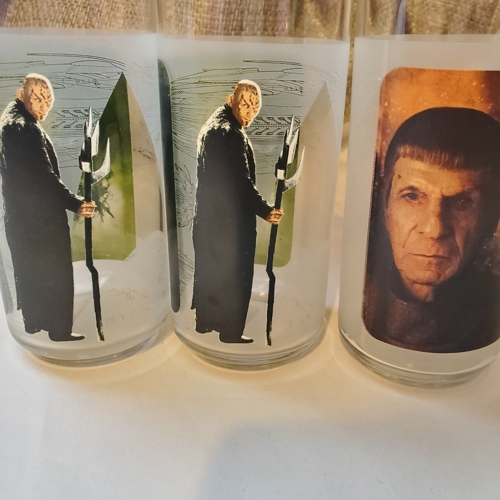 Star Trek Character Glass Set. Set Of 3. 2008 Burger King. Collectors.